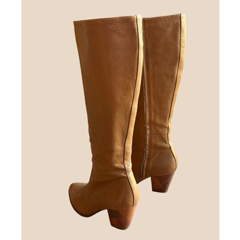 Frye Reed Inside Zip Tall Western Inspired Retro Knee Boots "Patchwork" Heels 7 - Picture 14 of 16